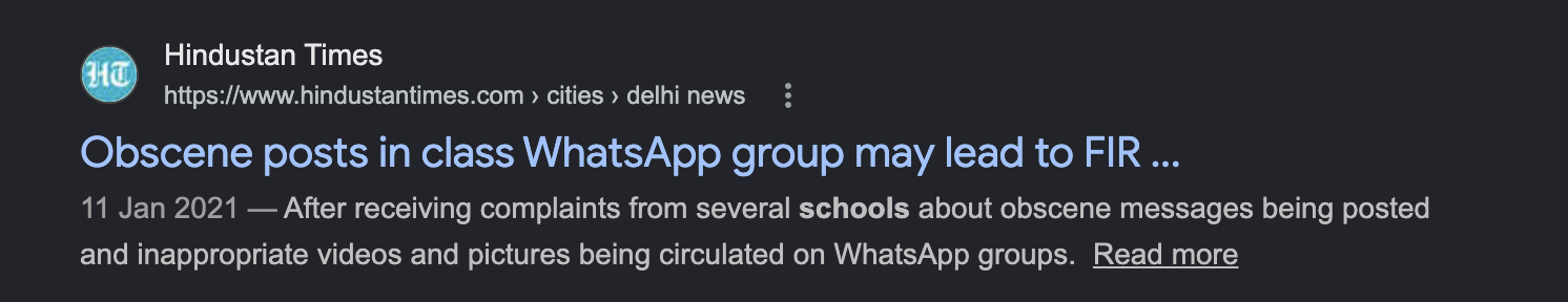 News article about WhatsApp in schools